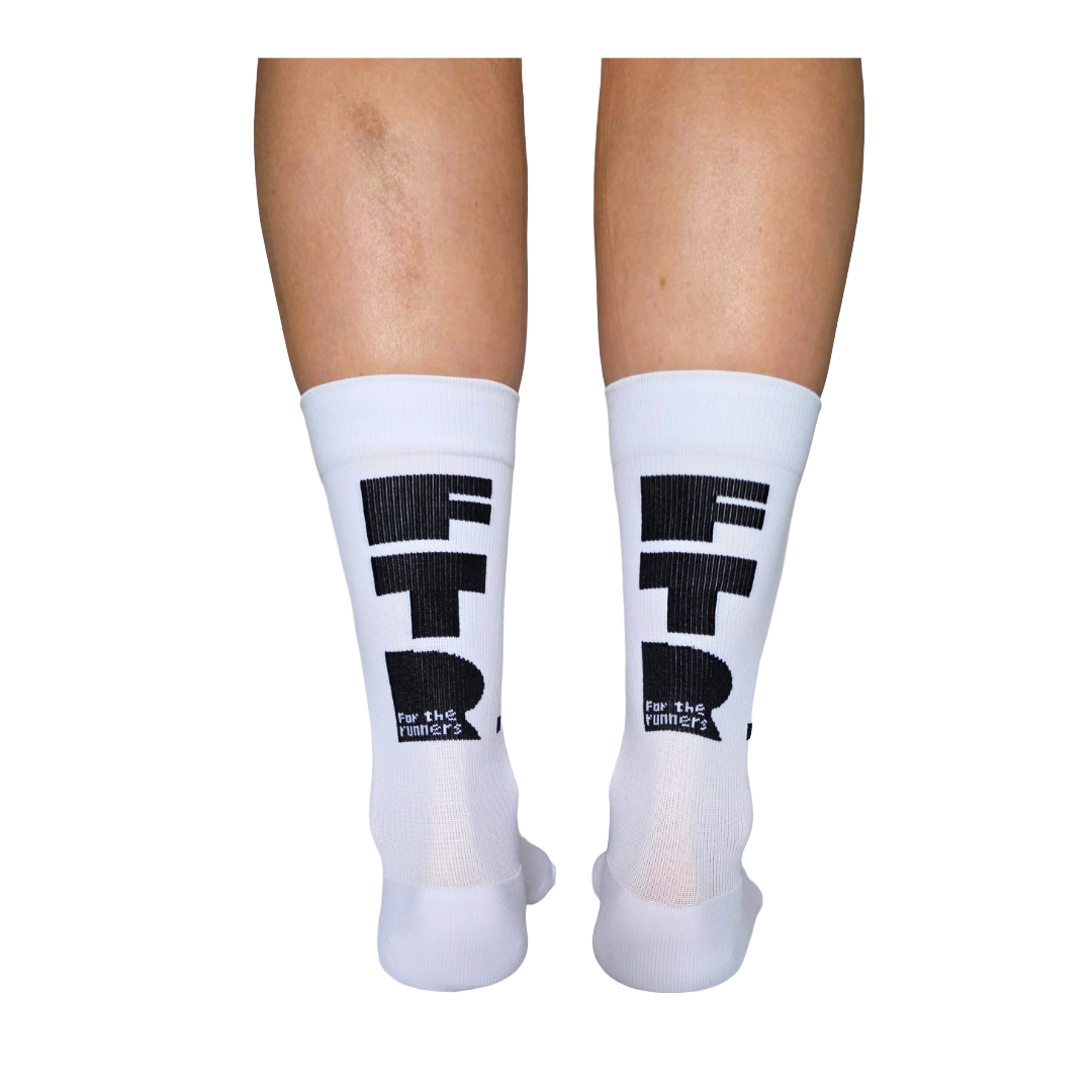 FTR running socks | crew length | white